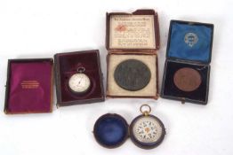 Mixed Lot: A Victorian gold plated marine compass in original blue and silk lined red leather