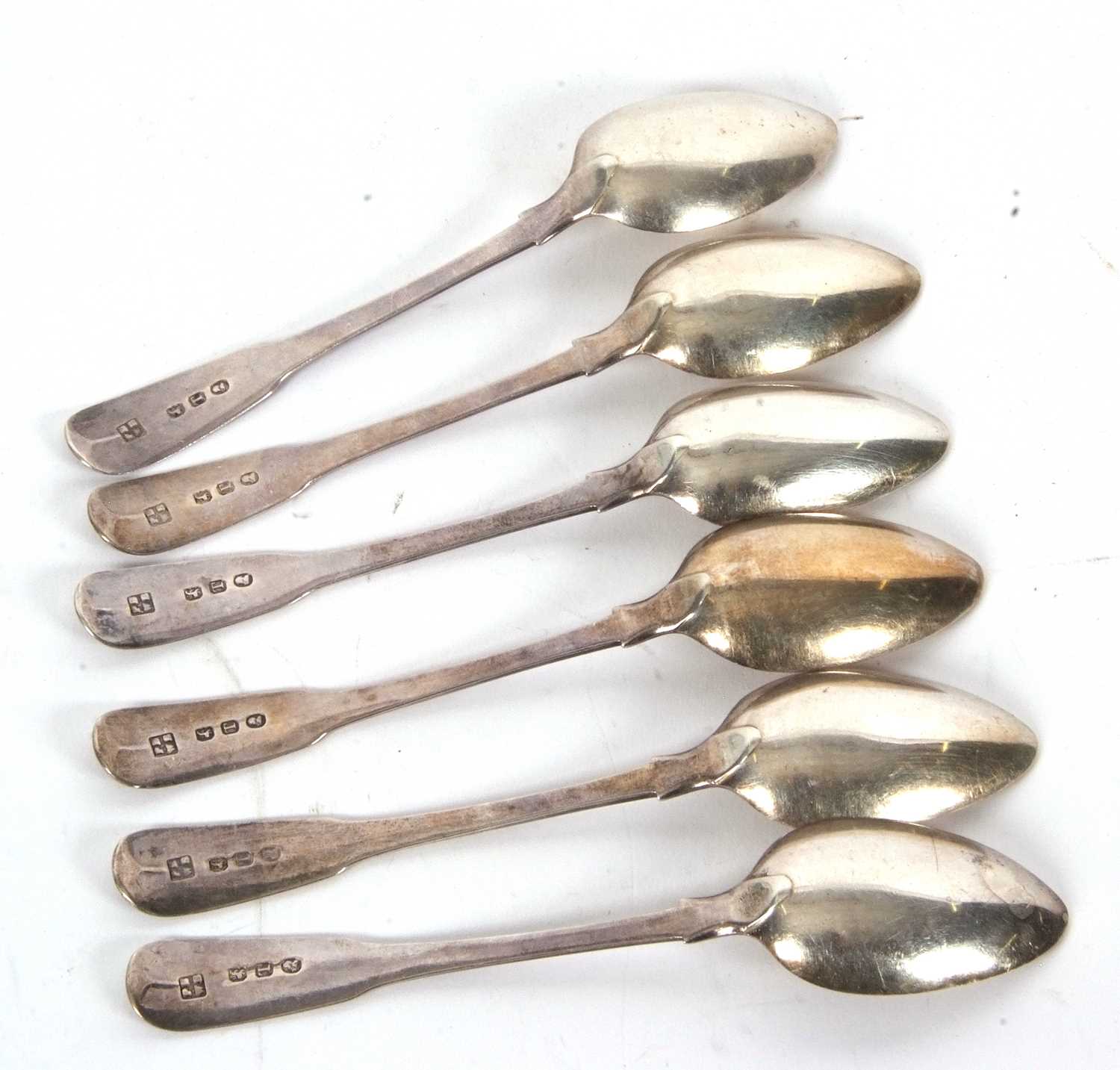 A set of six George III silver teaspoons, hallmarked for London 1814, makers mark for Peter & - Image 2 of 3