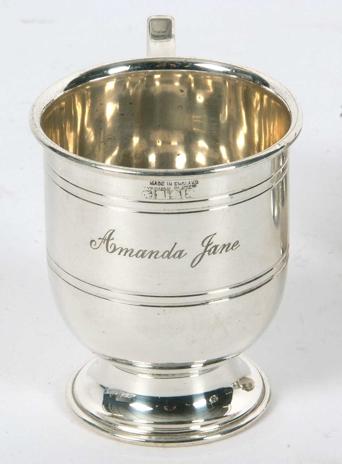 Mixed Lot: A silver plated christening mug engraved "Amanda Jane" together with two hallmarked - Image 2 of 4