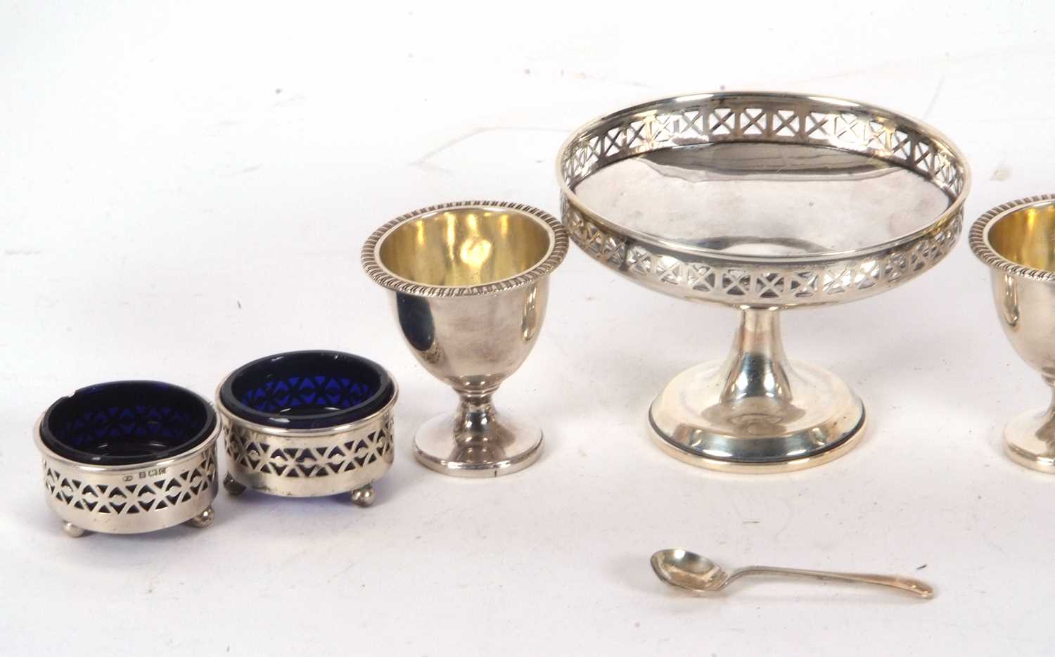 Mixed Lot: George V small tazza, hallmarked Birmingham 1926, two George III silver egg cups, - Image 3 of 3