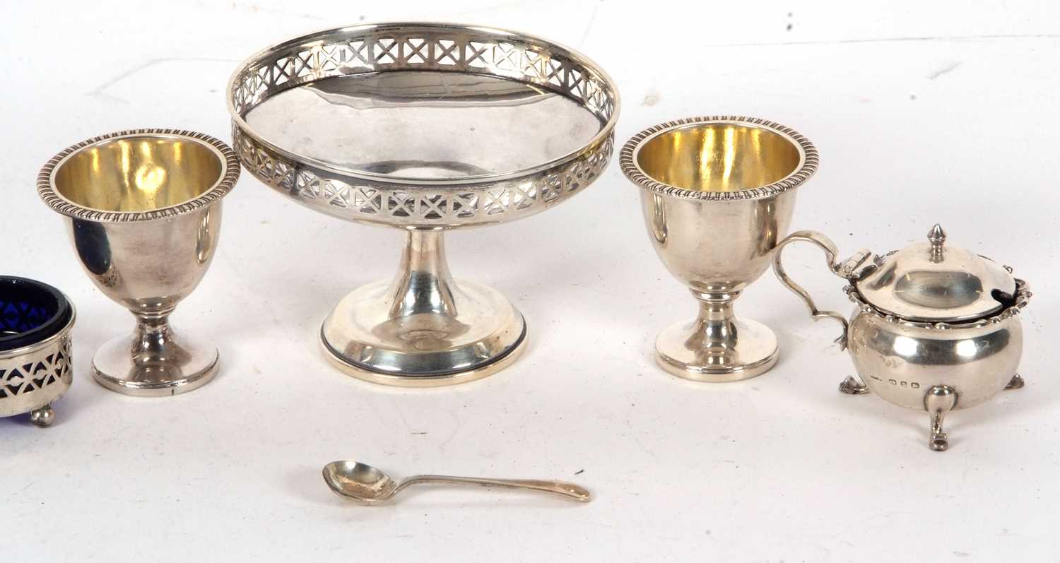 Mixed Lot: George V small tazza, hallmarked Birmingham 1926, two George III silver egg cups, - Image 2 of 3