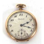 A Sackville rolled gold pocket watch, manually crown would 15 jewel Swiss made movement, the