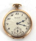 A Sackville rolled gold pocket watch, manually crown would 15 jewel Swiss made movement, the