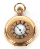 Thomas Russell & Sons of Liverpool plated half hunter pocket watch, it has a manually crown wound 10