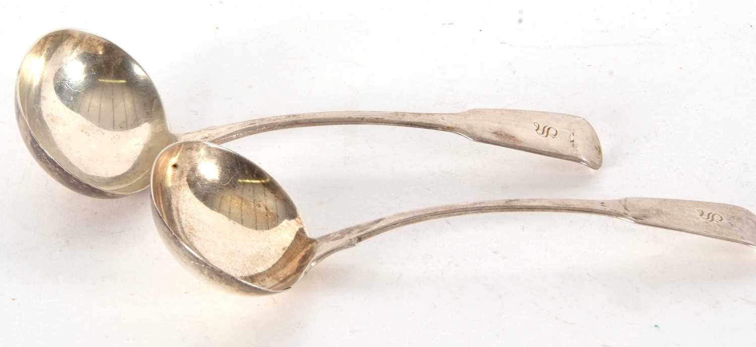 Pair of George III silver fiddle pattern ladles, initialled, having oval shaped bowls and hallmarked - Image 2 of 5