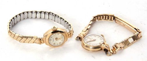Two ladies wristwatches, one Omega and one Rotary, the Omega has a 9ct gold case and bracelet,