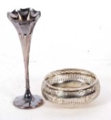 Mixed Lot: A George V small silver pierced bowl of circular form, hallmarked Birmingham 1923