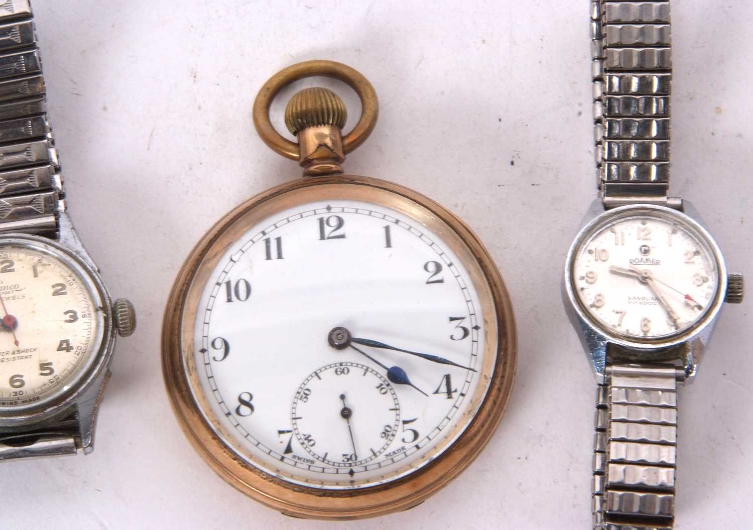Mixed Lot: Two wristwatches and a rolled gold pocket watch, the wristwatches are a ladies Roma and a - Image 3 of 4