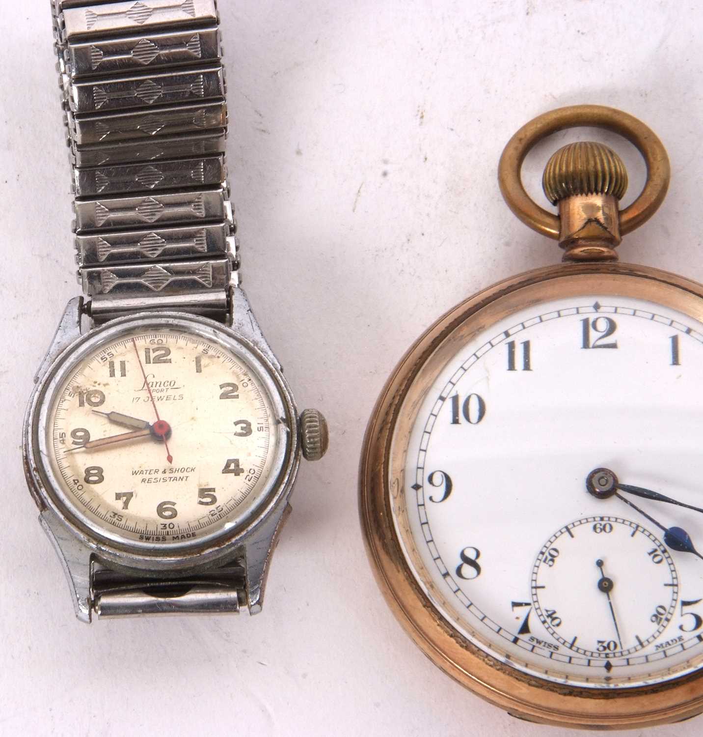 Mixed Lot: Two wristwatches and a rolled gold pocket watch, the wristwatches are a ladies Roma and a - Image 2 of 4