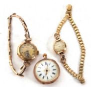 Mixed Lot: Two ladies wristwatches and a pocket watch, the pocket watch is stamped inside the case