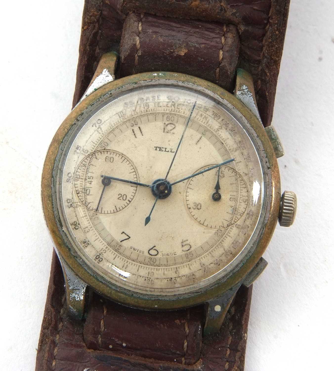 A vintage Tell Chronograph wristwatch, the watch has a manually crown wound movement, approx 38mm - Image 2 of 2