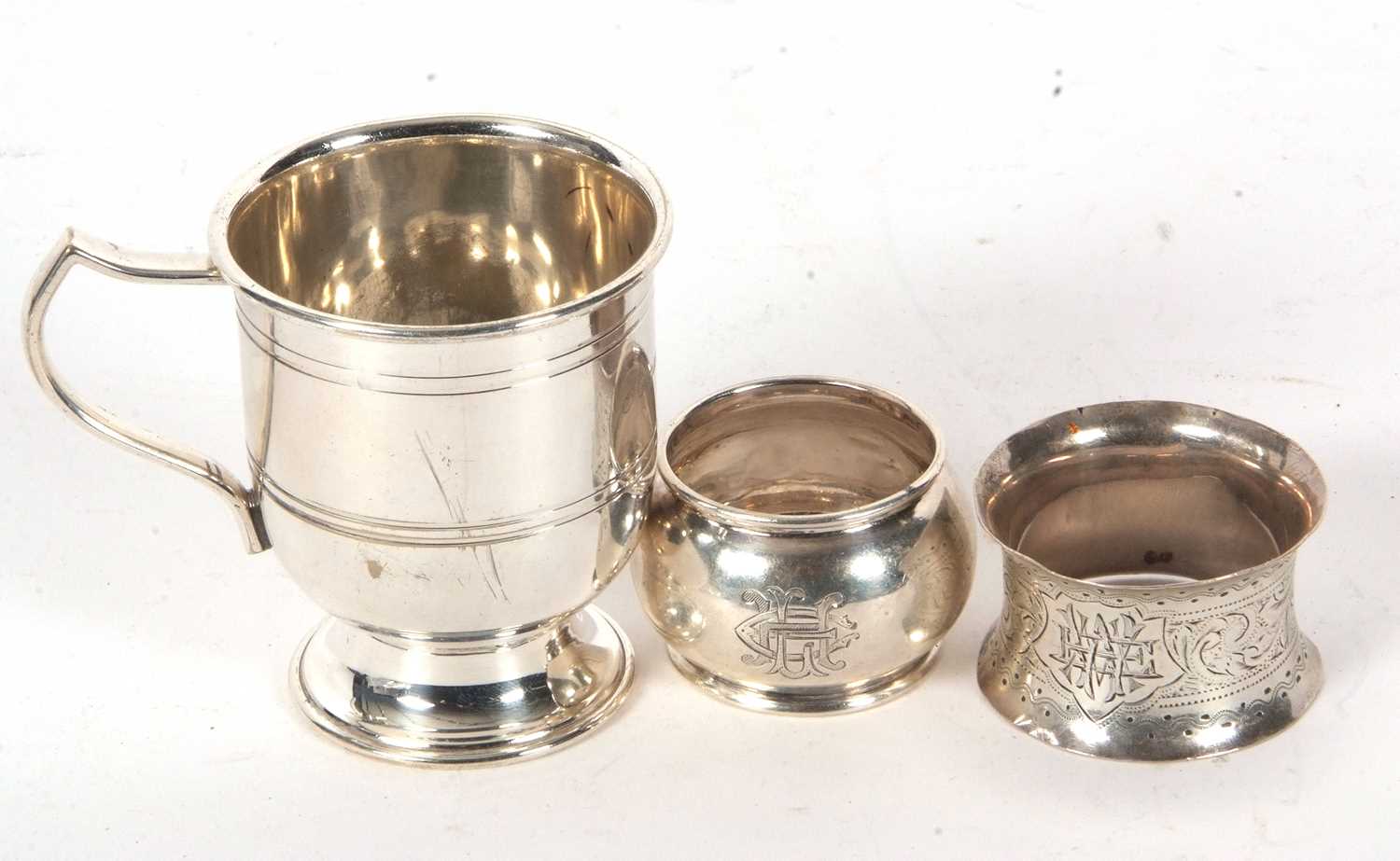 Mixed Lot: A silver plated christening mug engraved "Amanda Jane" together with two hallmarked - Image 4 of 4