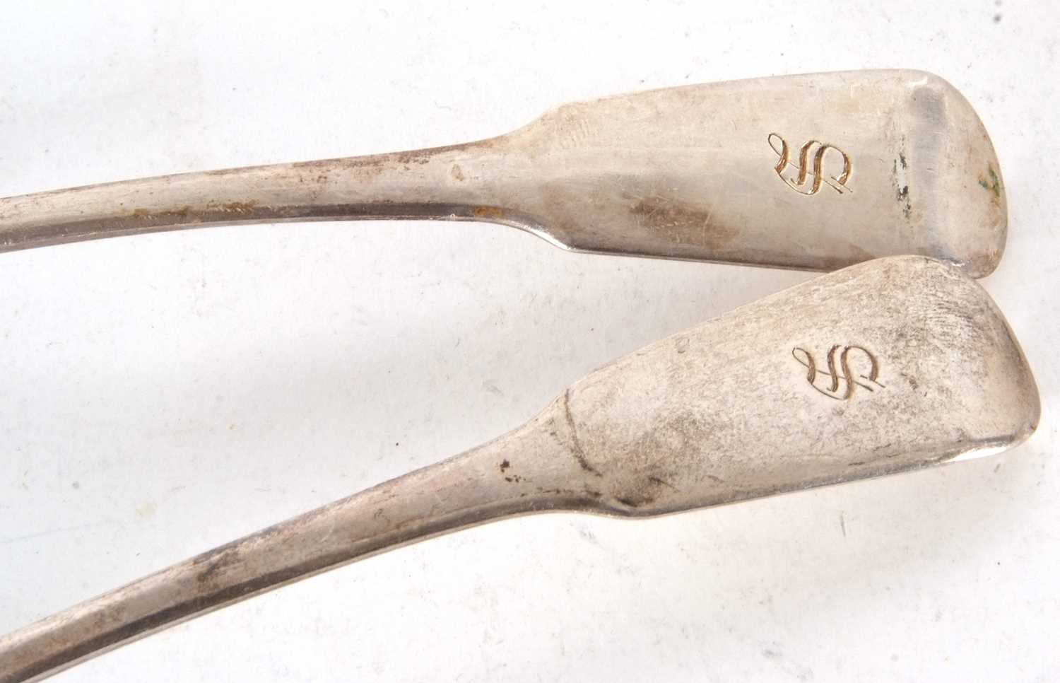 Pair of George III silver fiddle pattern ladles, initialled, having oval shaped bowls and hallmarked - Image 3 of 5