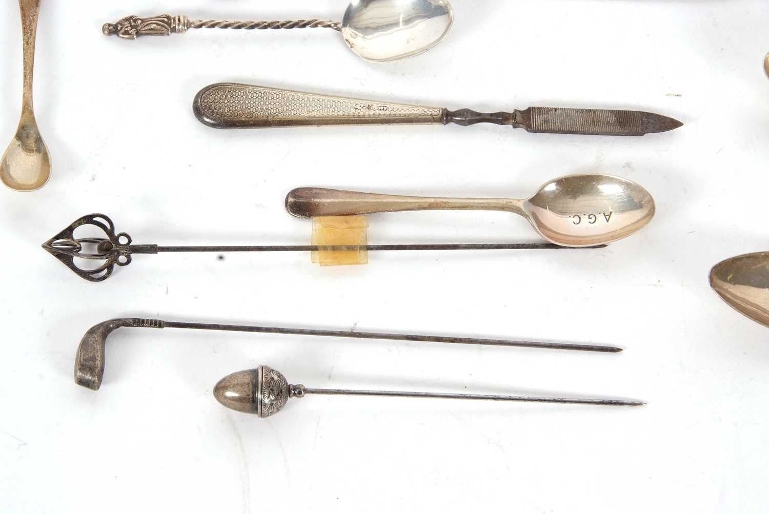 Mixed Lot: Two Victorian dessert spoons, a Georgian long handle toddy ladle, eight silver teaspoons, - Image 2 of 2