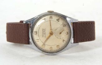 A vintage Hermes gents wristwatch, it has a 17 jewel shock resistant movement, manually crown wound,