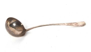 A George V Hanovarian rat tail pattern soup ladel, hallmarked for London 1915, makers mark