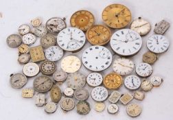 Mixed Lot: Various wrist and pocket watch movements and dials, movements to include Omega, Avia