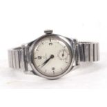 A stainless steel cased Omega gents wristwatch, circa 1930, it has a manually crown wound