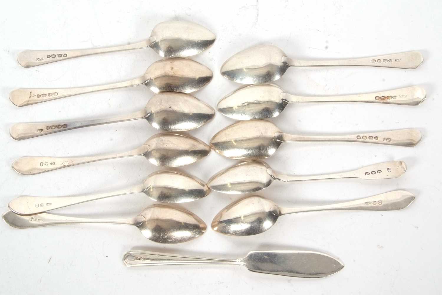 Mixed Lot: Silver teaspoons to include four Scottish examples circa 1800, makers mark for - Image 2 of 2