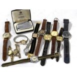 Mixed Lot: Various wristwatches and a Ronson lighter, watch makers to include Invictor, Lorus and