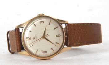 A 9ct gold cased gents Omega wristwatch, the watch is stamped 375 on the inside of the case back, it