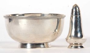 Mixed Lot: A small Victorian silver bowl of plain circular design having a beaded rim and reeded