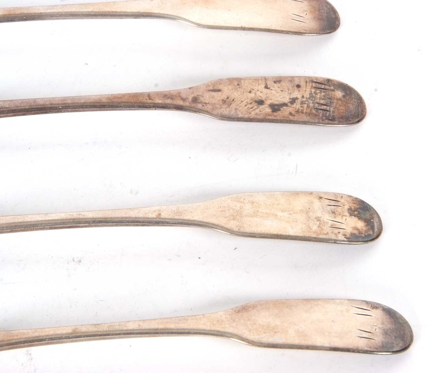 Four George III Scottish silver tablespoons, initialled, hallmarked for Edinburgh 1807, makers - Image 2 of 4