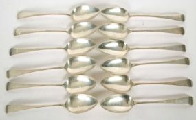 Twelve Old English pattern George IV silver table spoons, London 1811, makers mark for Peter &