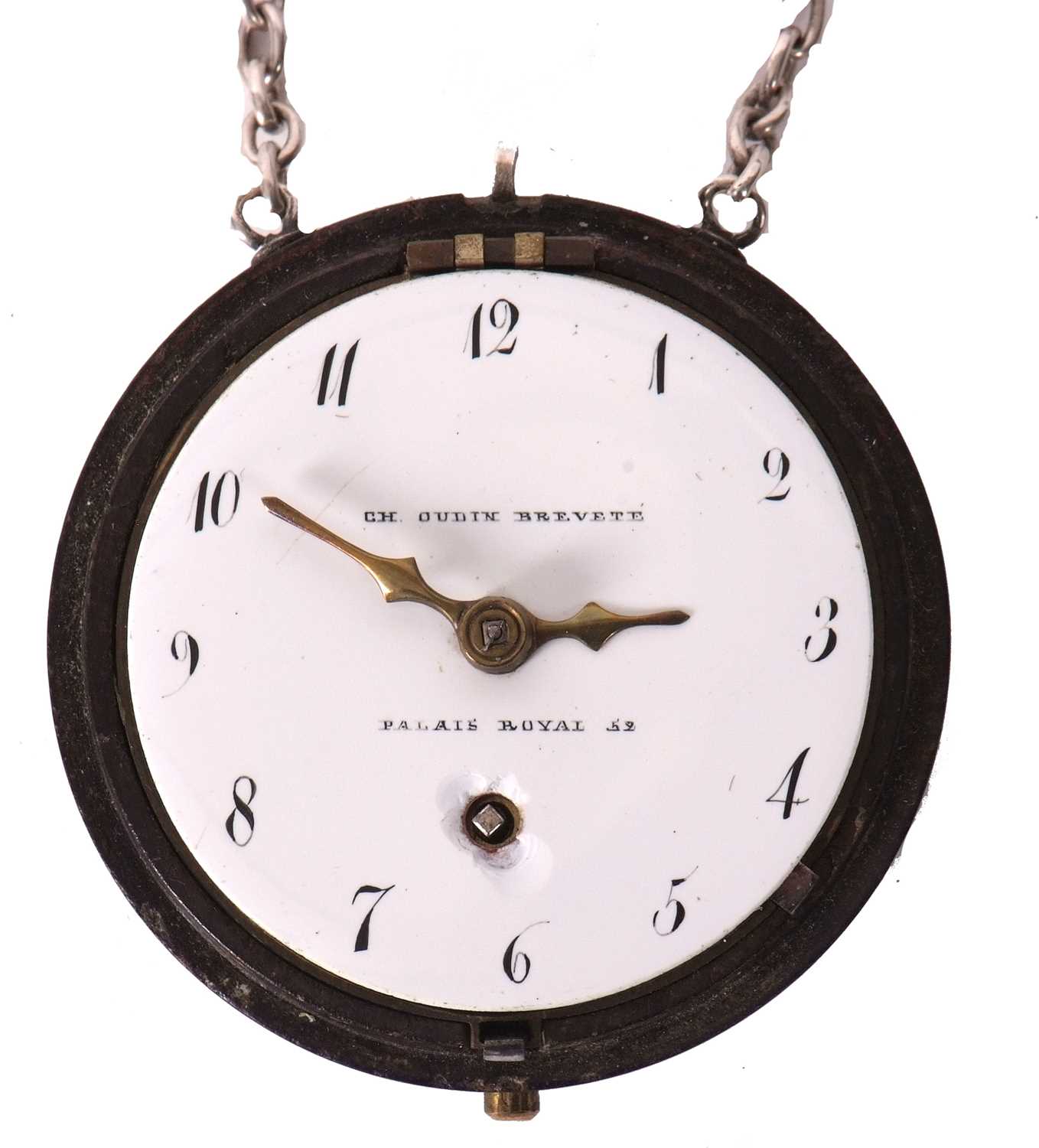 A French pocket watch cased in vulcanite along with a vulcanite watch chain, circa 1850, the - Image 4 of 5