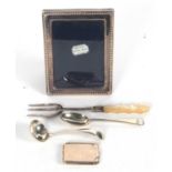 Mixed Lot: An Elizabeth II silver photograph frame, easel back, hallmarked Sheffield 1989, 15.5 x