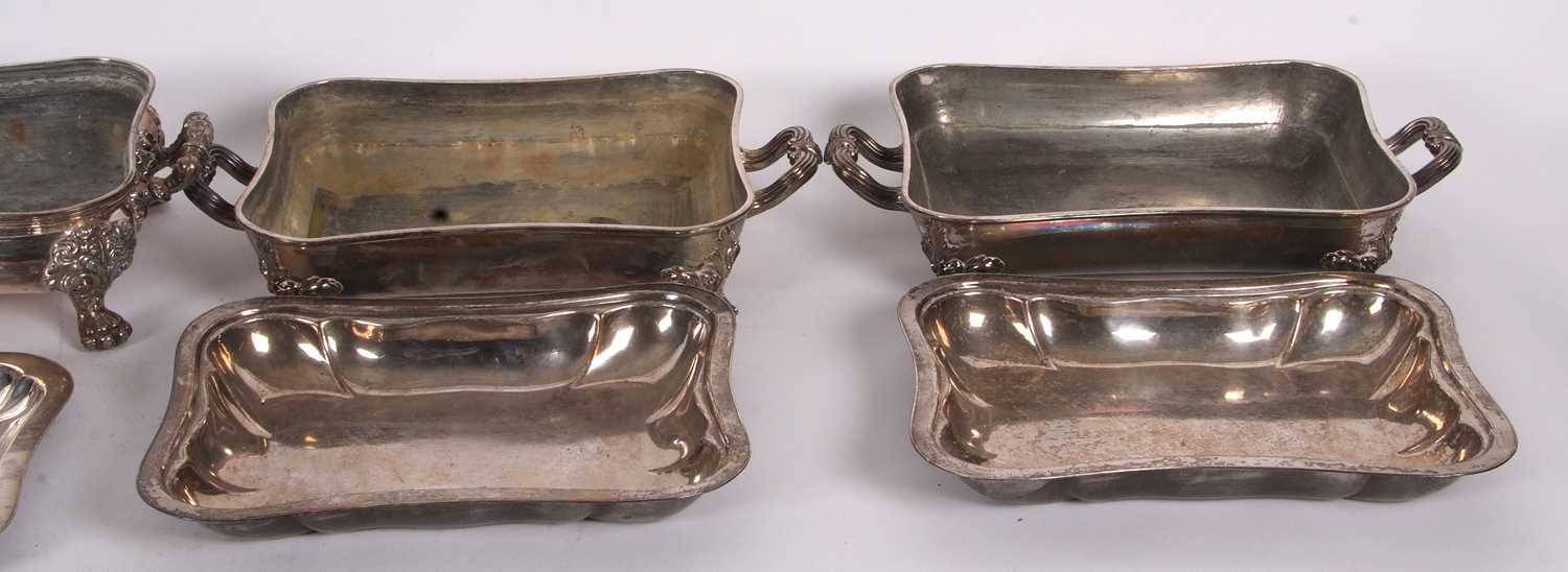 A pair of Old Sheffield plated chaffing/warming dishes of typical form with plain lift off trays, - Image 6 of 6