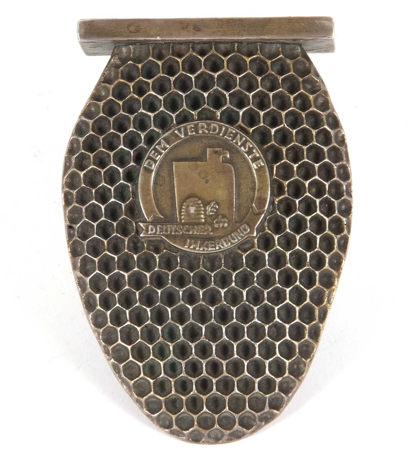 A German 800 stamped beekeeping award in the form of homeycomb, the centre applied with a plaque - Image 2 of 7