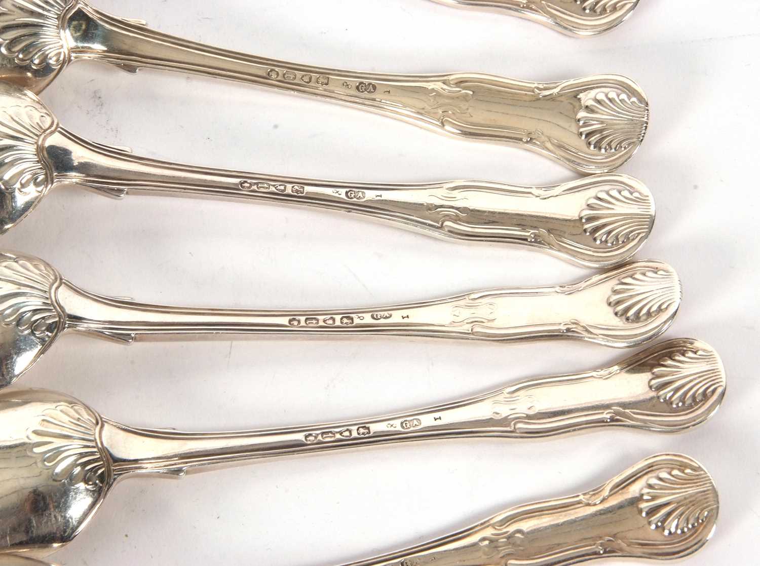 Six Victorian silver Kings pattern tablespoons, double struck, hallmarked for London 1874, makers - Image 4 of 4
