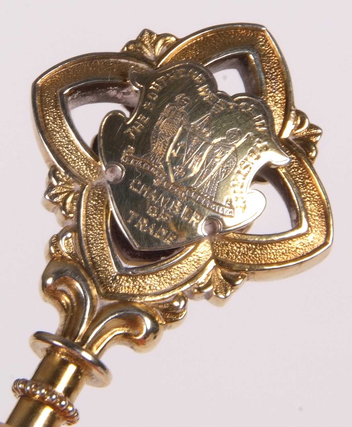 A George V silver/gilt ceremonial key engraved both sides, the Southend Westcliff and District - Image 7 of 7