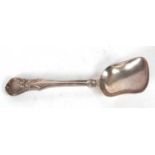 A William IV long handled silver caddy spoon, London 1837, makers mark for samuel Hayes & Dudley