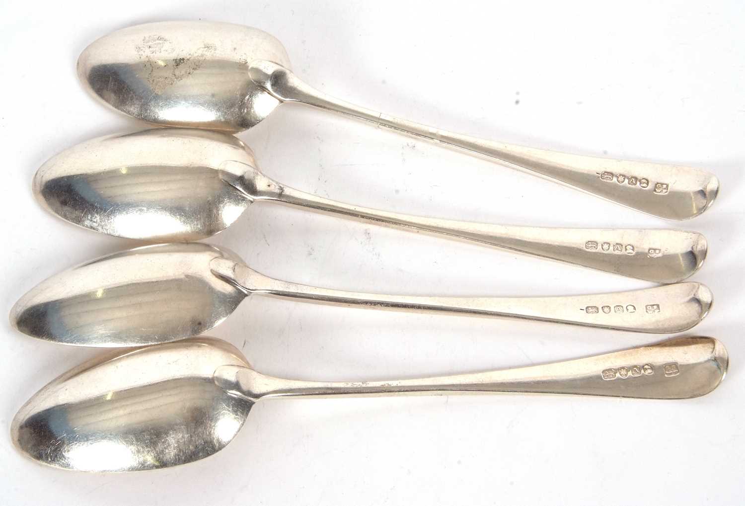 Four George III silver tablespoons, initialled, hallmarked London 1796, makers mark George Smith & - Image 4 of 5