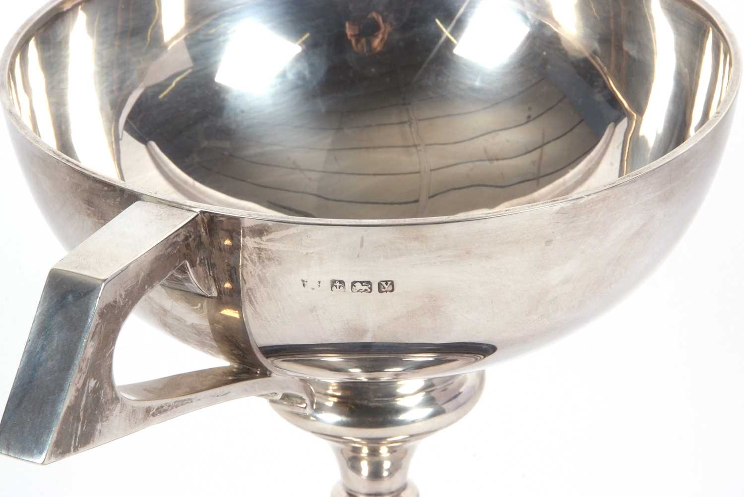 A George V twin handled trophy of plain form with hollow angular handles, engraved "West Street - Image 3 of 3