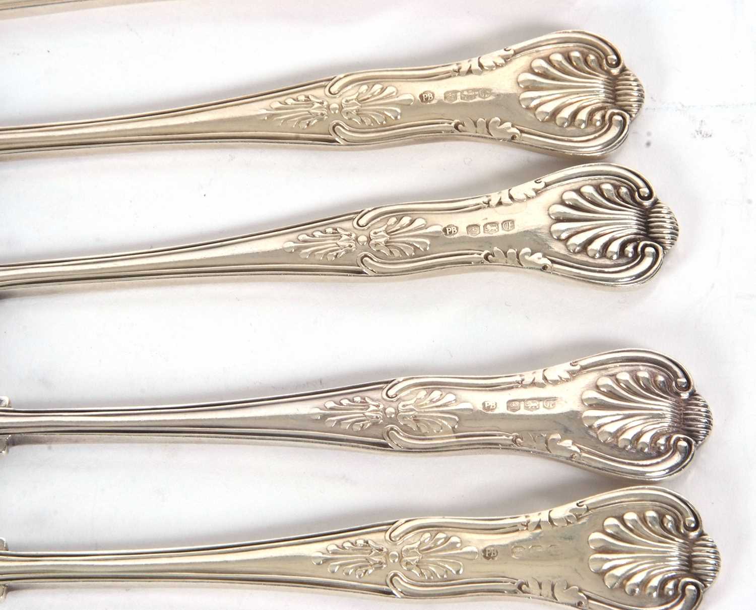 Six silver Kings pattern dessert forks, double struck, Sheffield 1973, makers mark for Pinder - Image 3 of 3