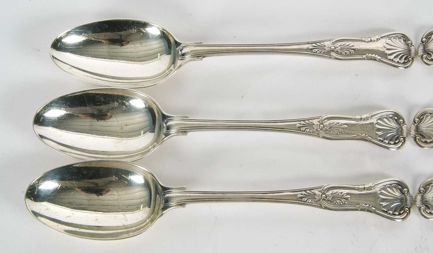 Six Kings pattern tablespoons, double struck, five hallmarked for Sheffield 1899, makers mark for - Image 3 of 5