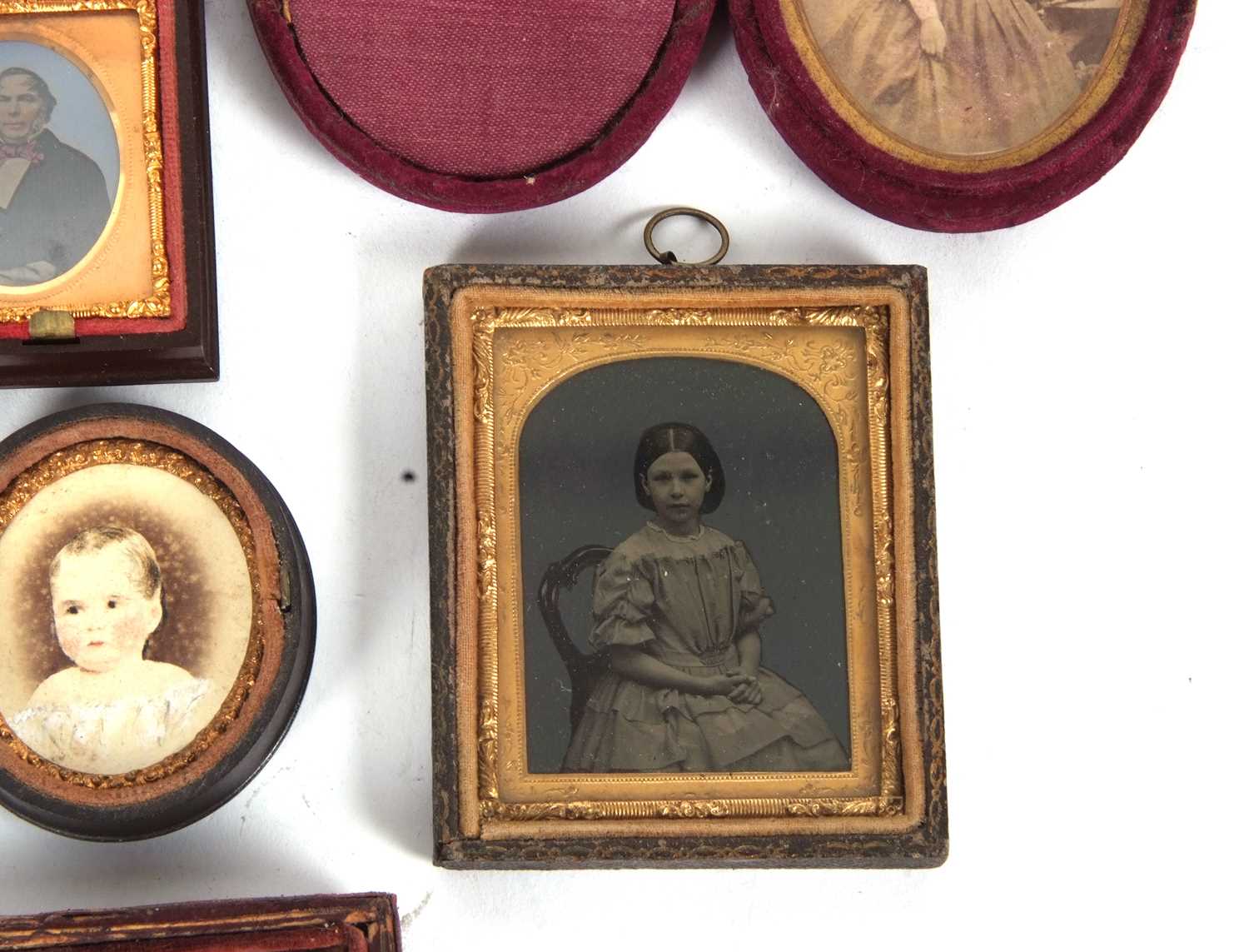 Mixed Lot: Vintage Daguerreotope photographs etc to include a vulcanite case double Daguerreotope of - Image 7 of 10