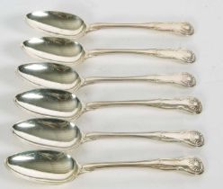 Six Victorian silver Kings pattern tablespoons, double struck, hallmarked for London 1874, makers