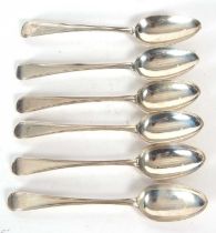 Six George III double struck dessert spoons, London 1788-1792, makers mark George Smith & William