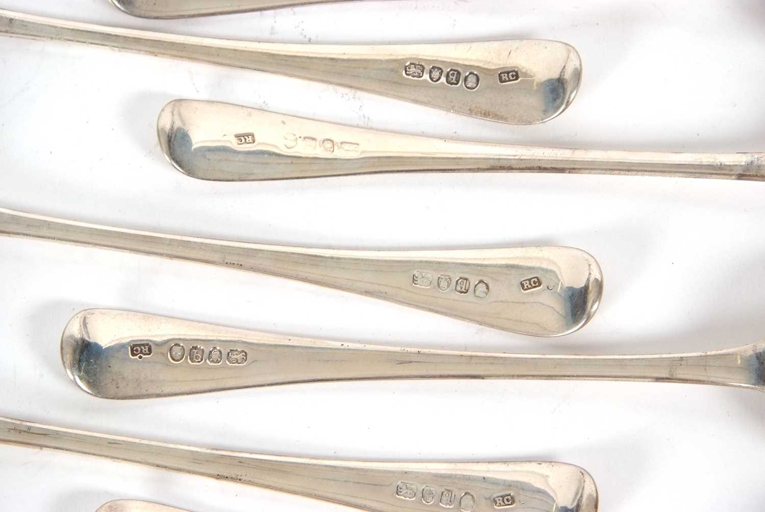 Twelve George III Old English silver tablespoons, London 1791, makers mark for Richard Crossley, - Image 4 of 4