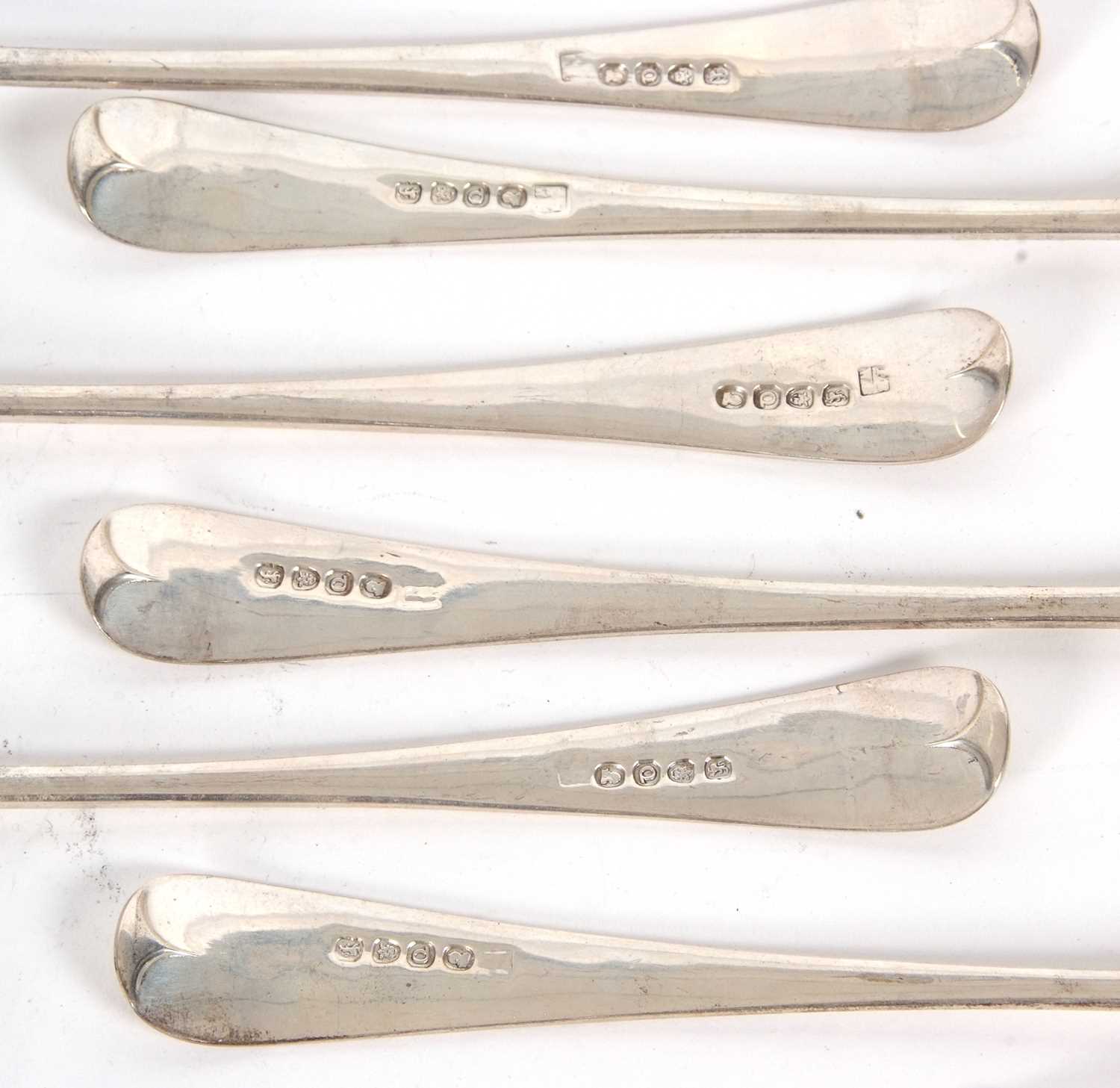 Twelve Old English pattern George IV silver table spoons, London 1811, makers mark for Peter & - Image 3 of 3