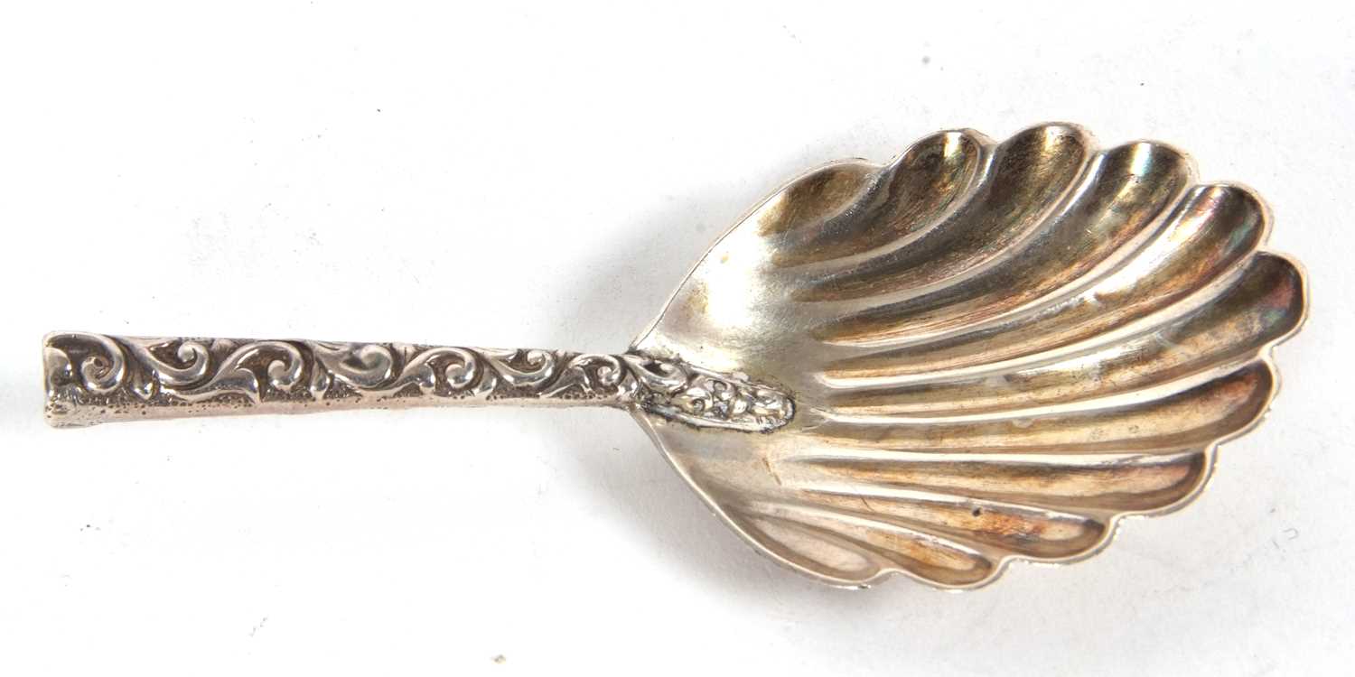 A Victorian silver shell pattern spoon and stem, Birmingham 1894, makers mark for Thomas Hayes