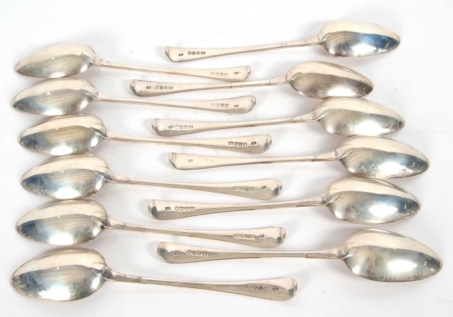 Twelve George III Old English silver tablespoons, London 1791, makers mark for Richard Crossley, - Image 3 of 4