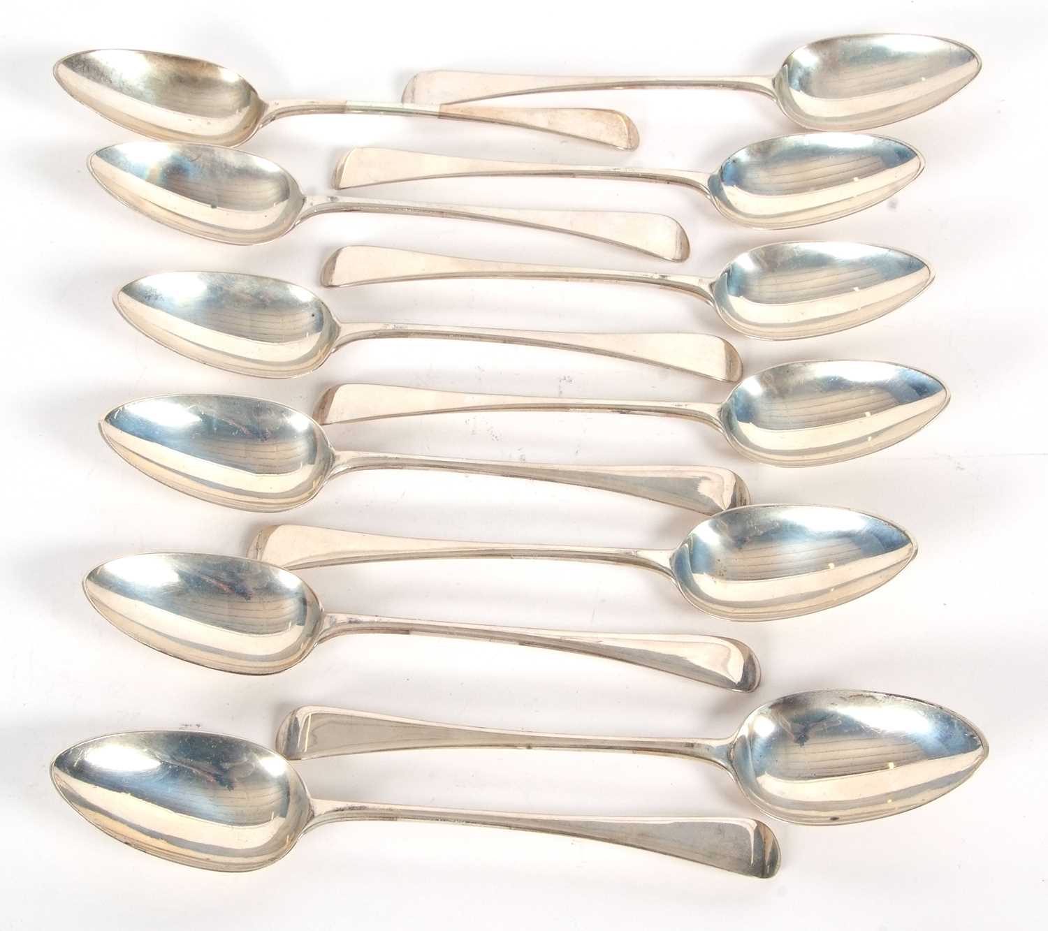 Twelve George III Old English silver tablespoons, London 1791, makers mark for Richard Crossley, - Image 2 of 4