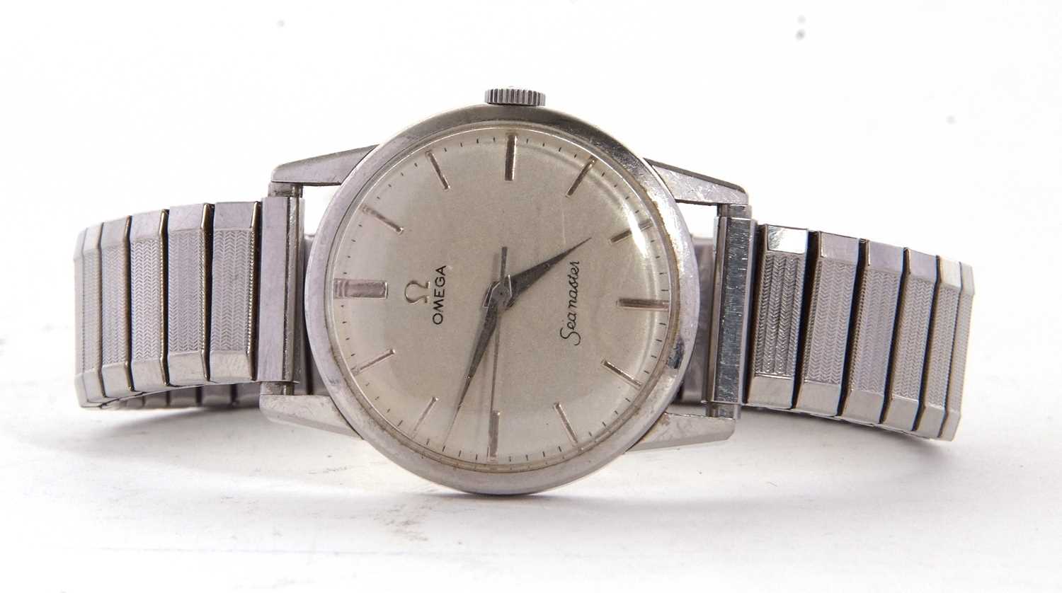 A gents stainless steel Omega Seamaster, the watch has a manually crown wound movement, an Omega - Image 2 of 5