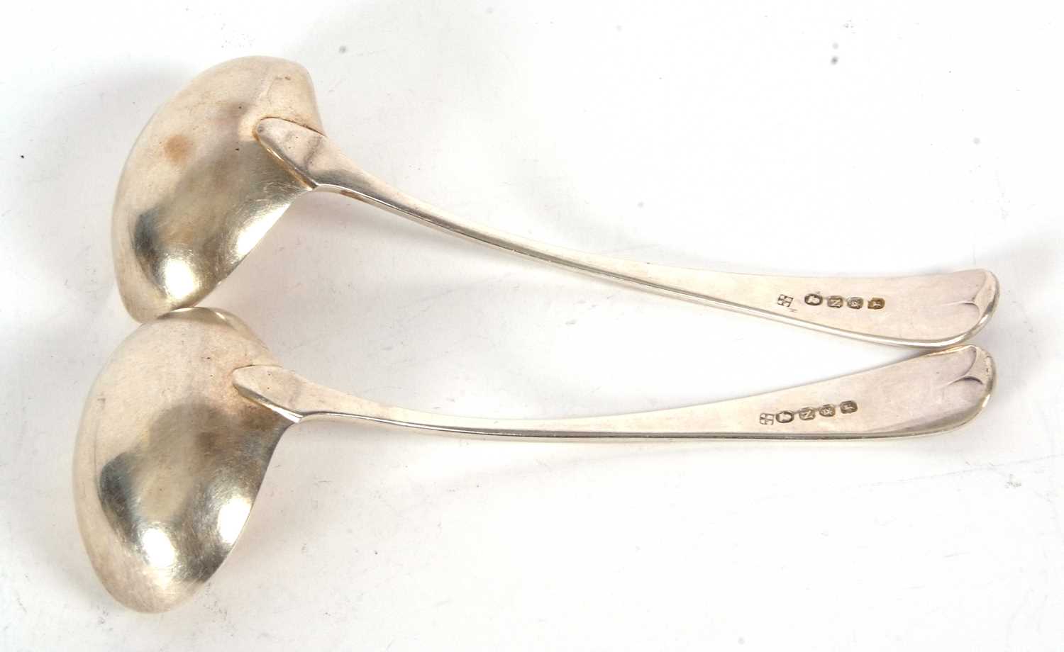 A pair of George III silver sauce ladles with Old English pattern, hallmarked London 1808, makers - Image 2 of 3