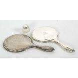 Mixed Lot: A George V silver backed dressing table mirror, Birmingham 1919, a hallmarked silver (